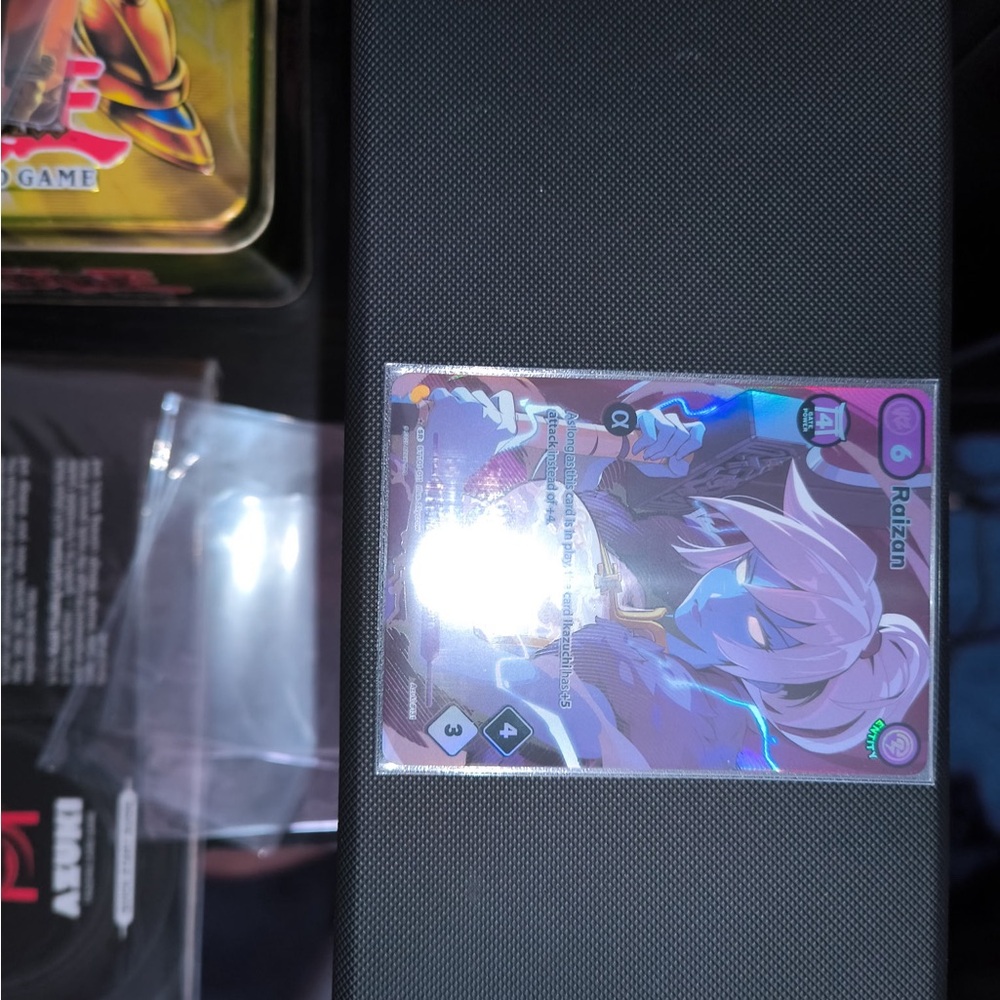 Holographic Trading Card with Purple and Blue Accents